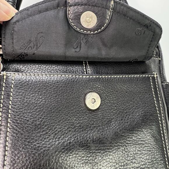 Fossil Black Leather Small Tote Bag Vintage Y2K Key Charm - Picture 6 of 9